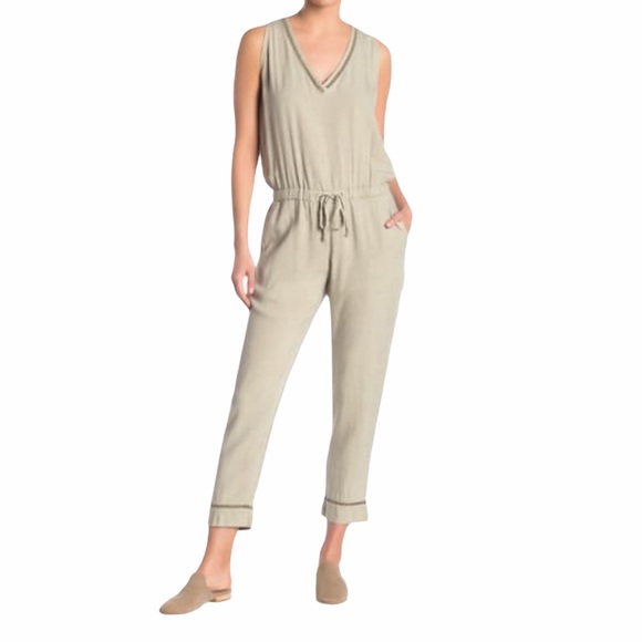 cloth & stone Pants - CLOTH & STONE olive Tie Surplice Back Jumpsuit